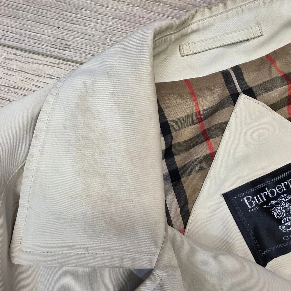 Burberry Trench Coat Womens Cream Fair Vintage Belted Nova Check Lining - Picture 10 of 16